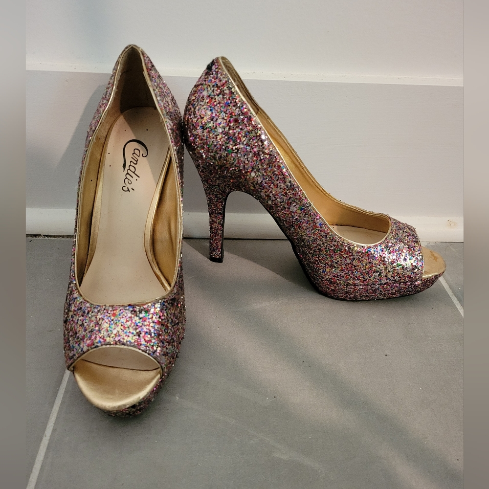Candies glitter heels, worn once